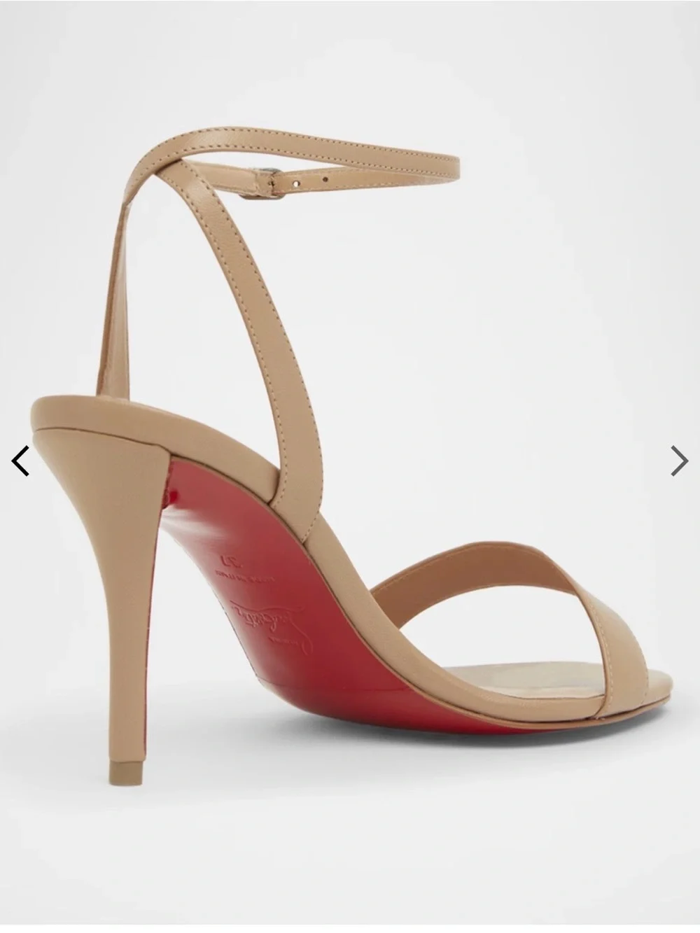 Christian Louboutin Nude Beige Ankle Strap Sandals with Red Sole